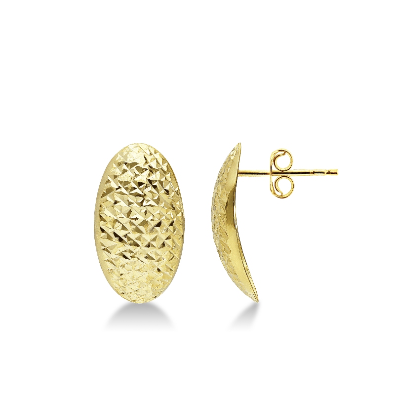 Designer Ovale Ohrstecker aus Gelbgold 18K