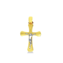 Kreuz Anhänger mit Christus Weissgold Gelbgold