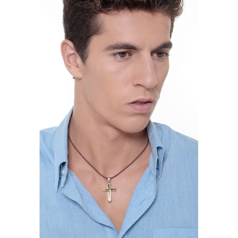 Kreuzanhänger Gelbgold Weissgold 