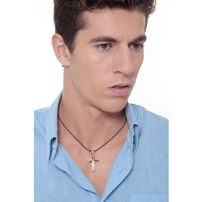 Kreuzanhänger Gelbgold Weissgold 