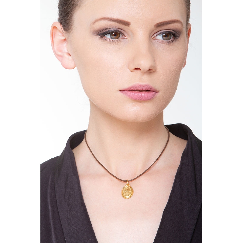 Medaillon-Anhänger Heilige Maria aus Gelbgold