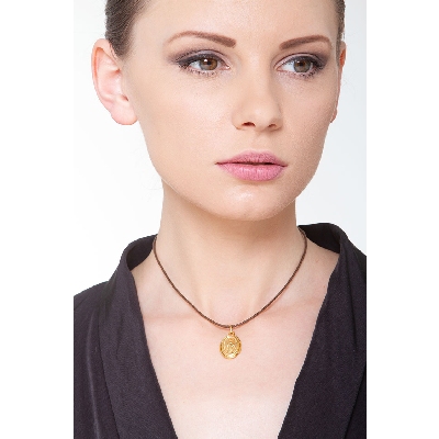 Medaillon-Anhänger Heilige Maria aus Gelbgold