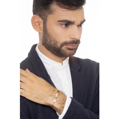 Armreif aus Gelbgold 750 mit Gravurplatte