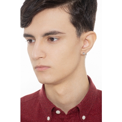 Einzelner Ohrstecker aus Weißgold 750 mit Zirkon