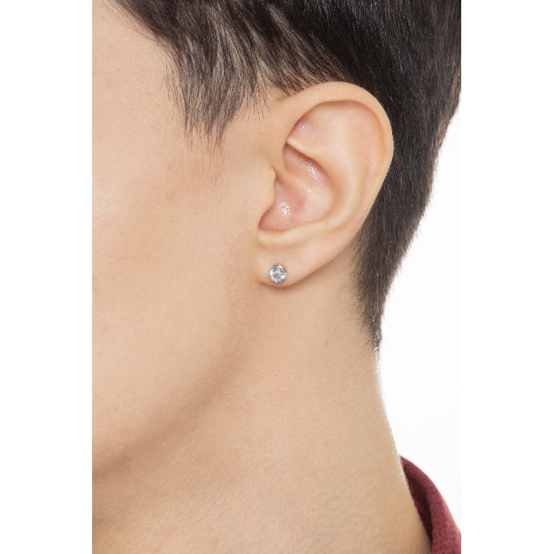 Einzelner Ohrstecker aus Weißgold 750 mit Zirkon