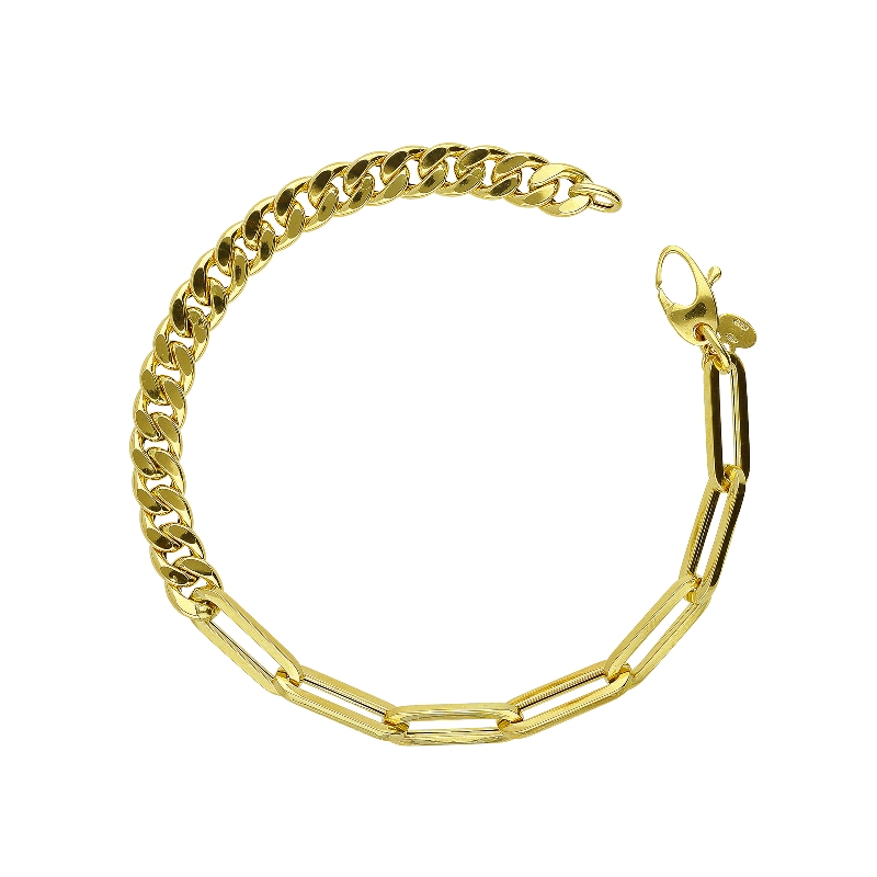 Iced Out Paperclip Gelbgold Armband 
