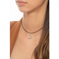 Weißgold 18K Anhänger mit Katze mit Zirkonia 2