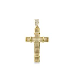 Kreuz-Anhänger Herren Gelbgold mit Zirkonia