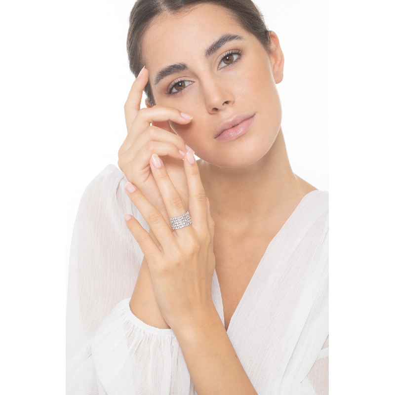 Bandring aus 18K Weißgold mit 5 Reihen von Diamanten