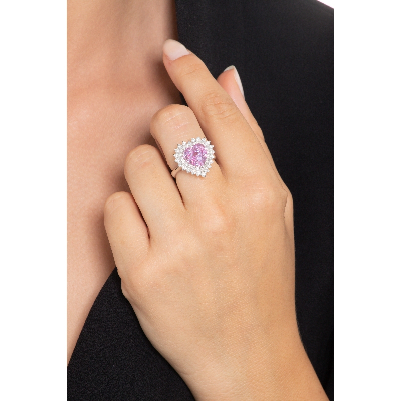 Saphir Rosa Herz Ring mit Diamanten