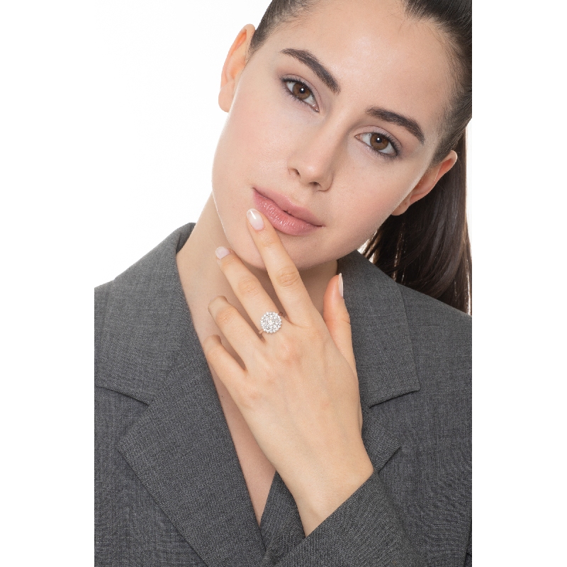 Weißgold Halo Ring mit Diamanten 