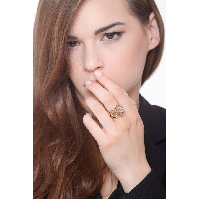 Goldring mit Edelsteinen 18K Roségold Rainbow Kollektion