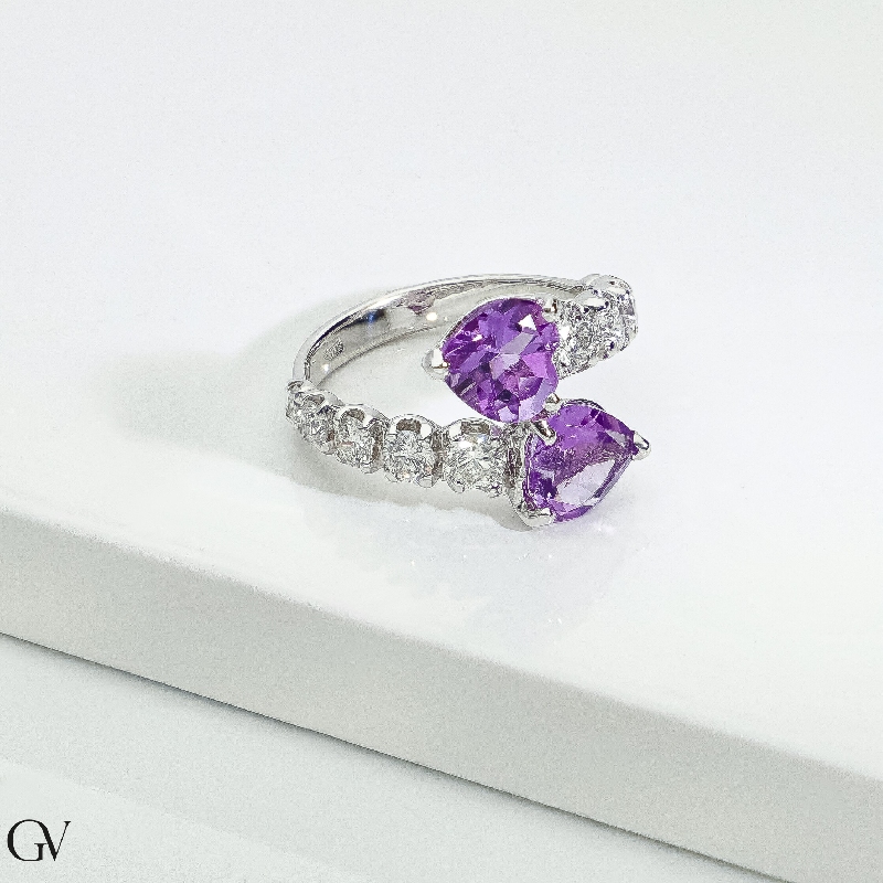 TOI ET MOI Herz Ring Amethyst Diamanten Weißgold