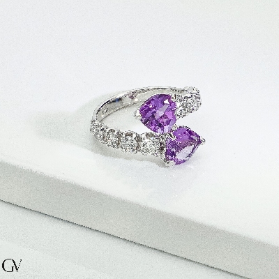 TOI ET MOI Herz Ring Amethyst Diamanten Weißgold