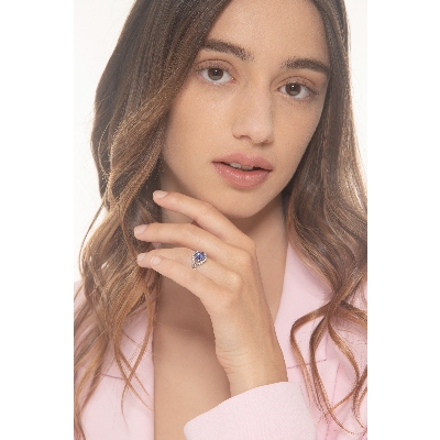 Ring Weißgold Tansanit und Diamanten