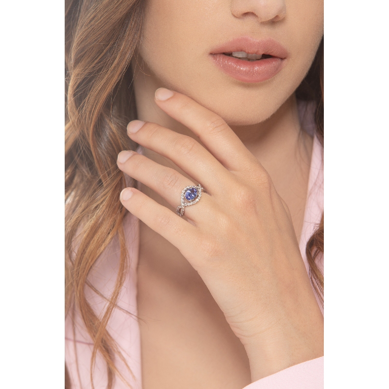 Ring Weißgold Tansanit und Diamanten