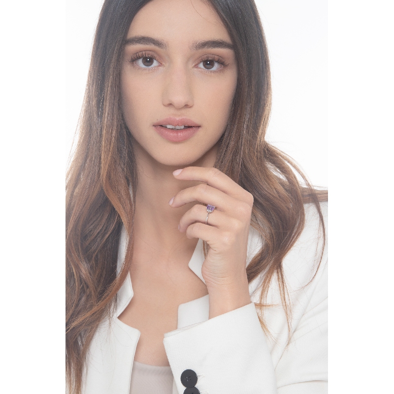 Amethyst Ring mit Diamanten Weißgold 750 