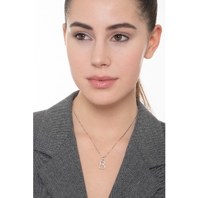 Weissgold Buchstabe Kette B mit Diamanten