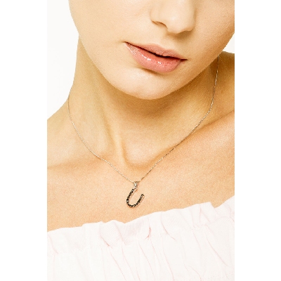 Anfangsbuchstaben Kette U aus Weißgold mit schwarzen Diamanten