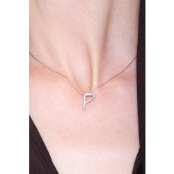 Kette mit Initialen P aus Weißgold 750 und Diamanten 2