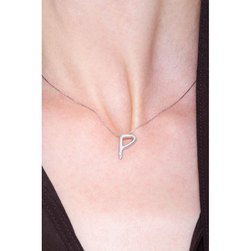 Kette mit Initialen P aus Weißgold 750 und Diamanten
