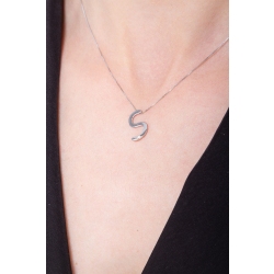Kette mit Initialen S aus Weißgold 750 und Diamanten 2