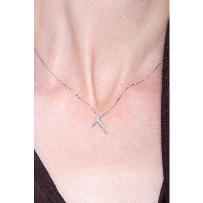Kette Initialen T Weißgold und Diamanten