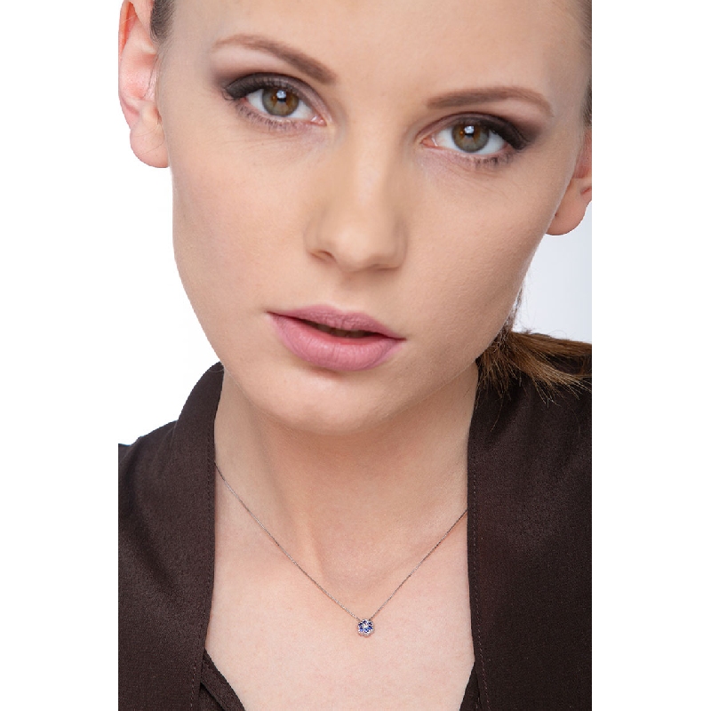 Weißgold 750 Blumenkette Saphir und Diamant