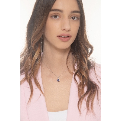 Damenkette 18K Weißgold mit Tansanit und Diamanten