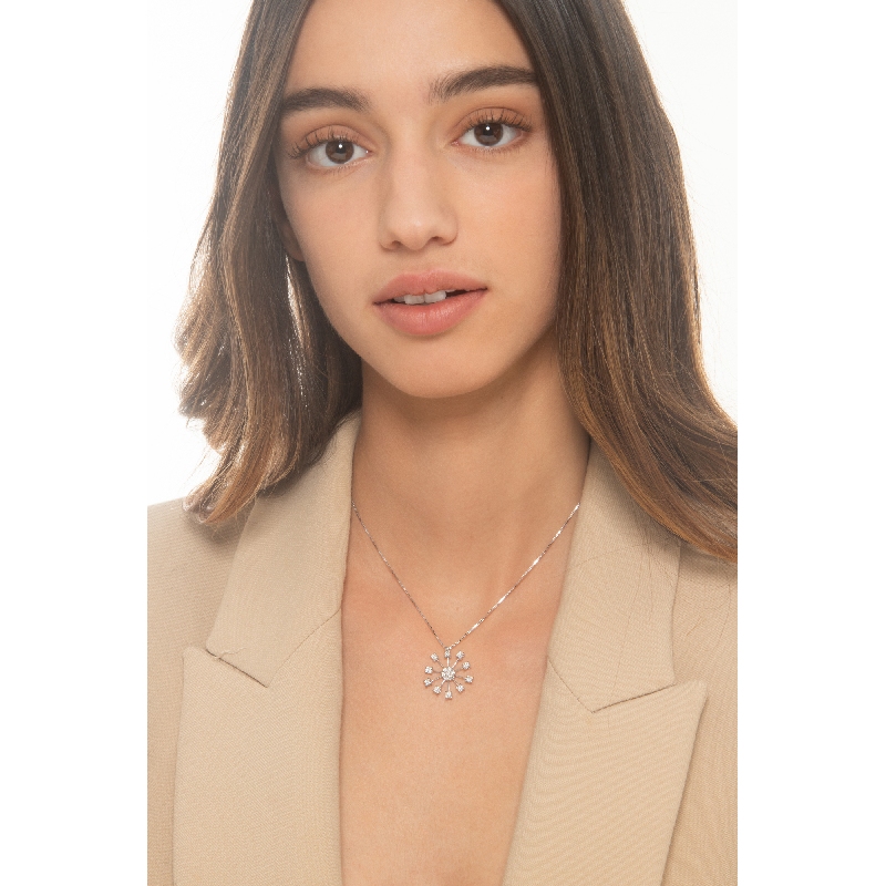 18k Weißgoldkette mit Feuerwerksanhänger aus Diamanten