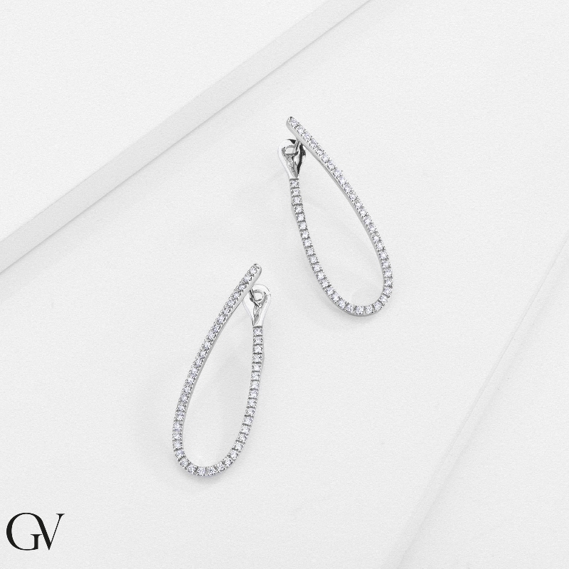 Ovale Ohrringe Diamant Weissgold 750