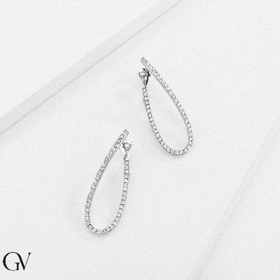 Ovale Ohrringe Diamant Weissgold 750