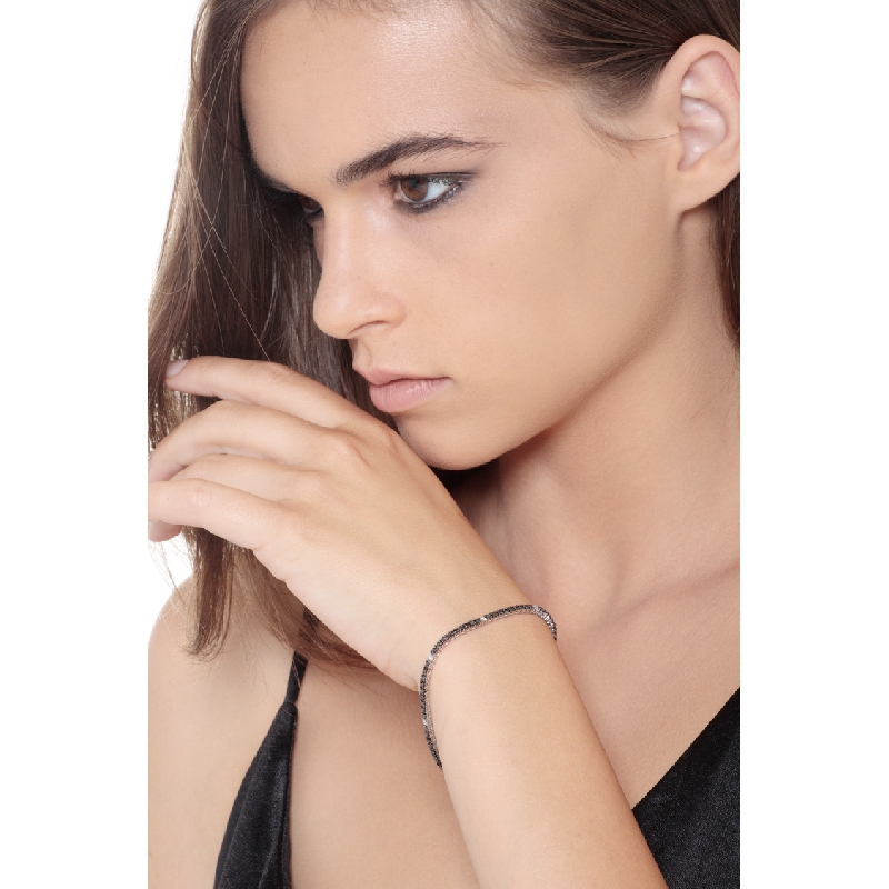 Tennisarmband Weißgold 18k mit schwarzen und weißen Diamanten 0,02 ct
