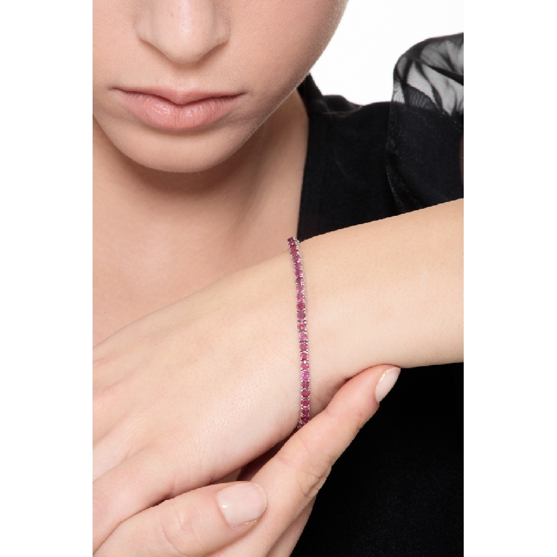 18K Weißgold Rubin Tennisarmband 3,10 mm