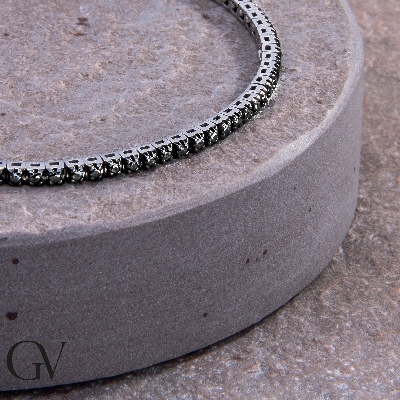 Schwarze Diamanten Tennisarmband Weißgold