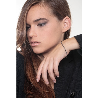 Schwarze Diamanten Tennisarmband Weißgold