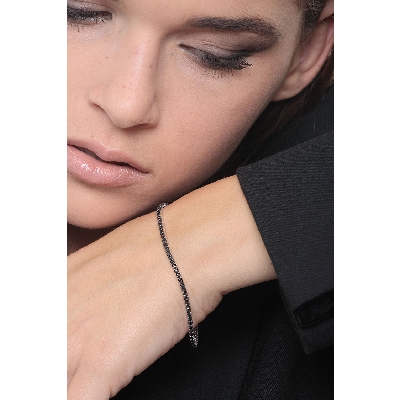 Schwarze Diamanten Tennisarmband Weißgold