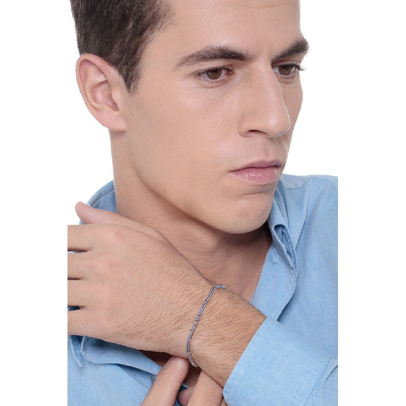 750er Weißgold Tennisarmband mit blauen Saphiren 