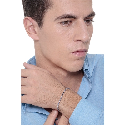 750er Weißgold Tennisarmband mit blauen Saphiren 