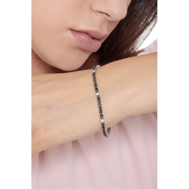 ICED OUT Armband Tennis mit schwarzen und weißen Diamanten 