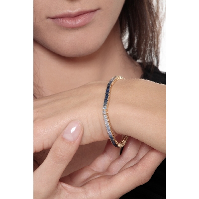 Tennisarmband aus Gelbgold 18K mit blauen Saphiren 