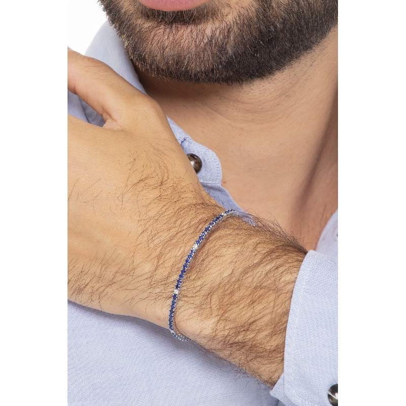 Tennisarmband Saphir blau Diamanten Weissgold