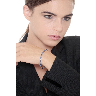 Tennisarmband Weißgold mit blauen Saphiren und Diamanten 