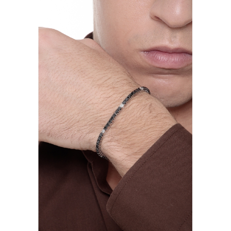 Tennisarmband Weißgold schwarzen weißen Diamanten