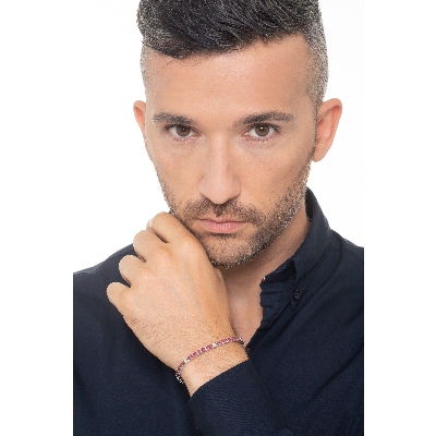 Weißgold 750 Tennisarmband mit Rubinen und Brillanten 