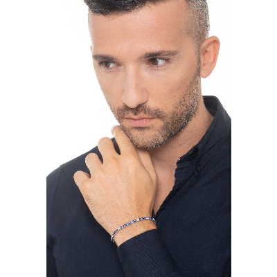 Tennisarmband Weißgold 18k mit blauen Saphiren und Brillanten 