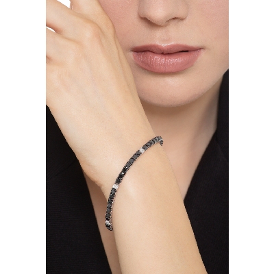 Herren Damen Tennis Armband mit Diamanten schwarz und weiß