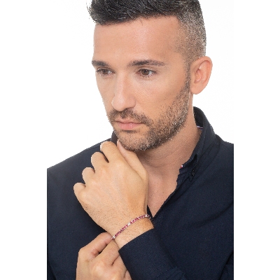 ICED OUT Tennisarmband mit Diamanten und Rubinen Weißgold 18K