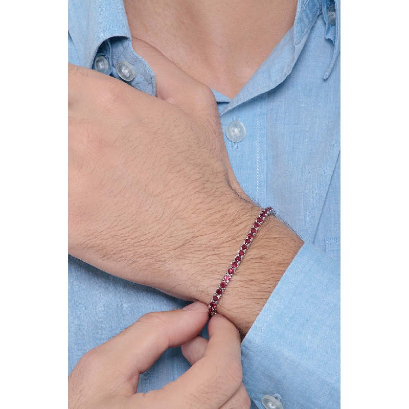 18K Weißgold Tennisarmband mit Rubinen 