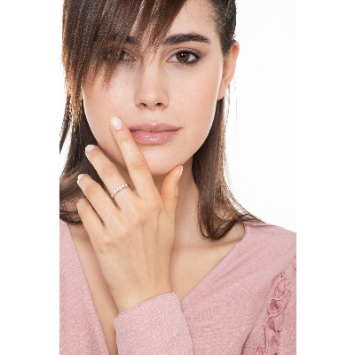 Halb Memoire Ring Damen Weißgold 750